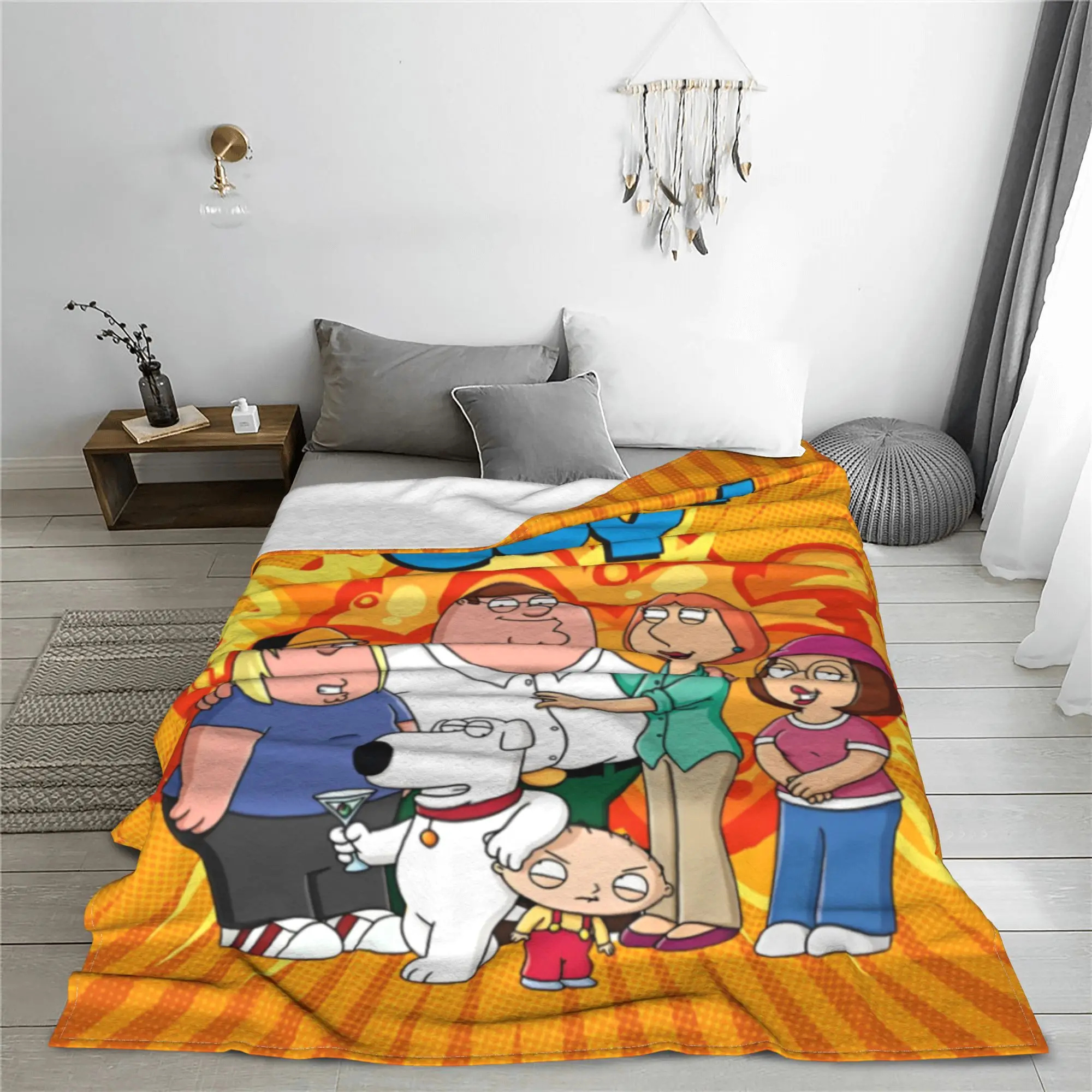 Families Guys Peter Griffin Fleece Throw Blankets Cartoon Funny TV Blanket for Home Bed Lightweight Outdoor Breathable