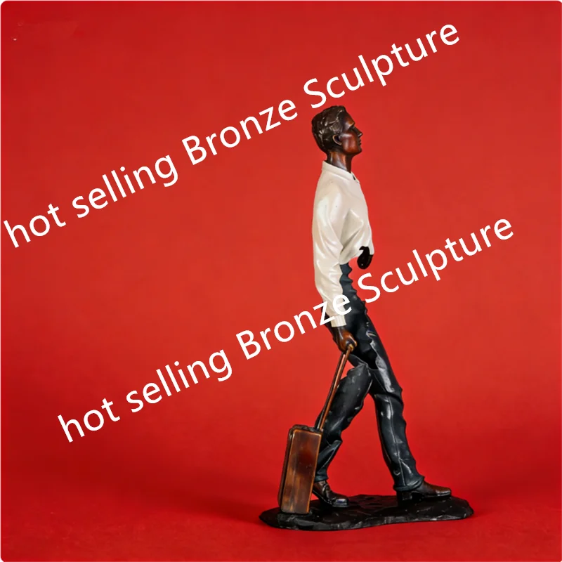 Multicolor Bronze Traveller Statue Abstract Man Sculpture Handmade Classy Decoration Gift