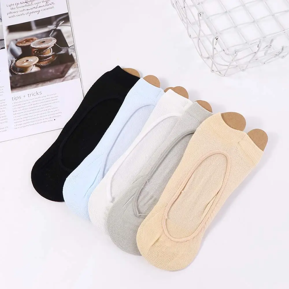 All-match Simple Mesh Clothing Accessories Candy Color Cotton Hosiery Fish Mouth Socks Two-finger Socks Women Toe Socks