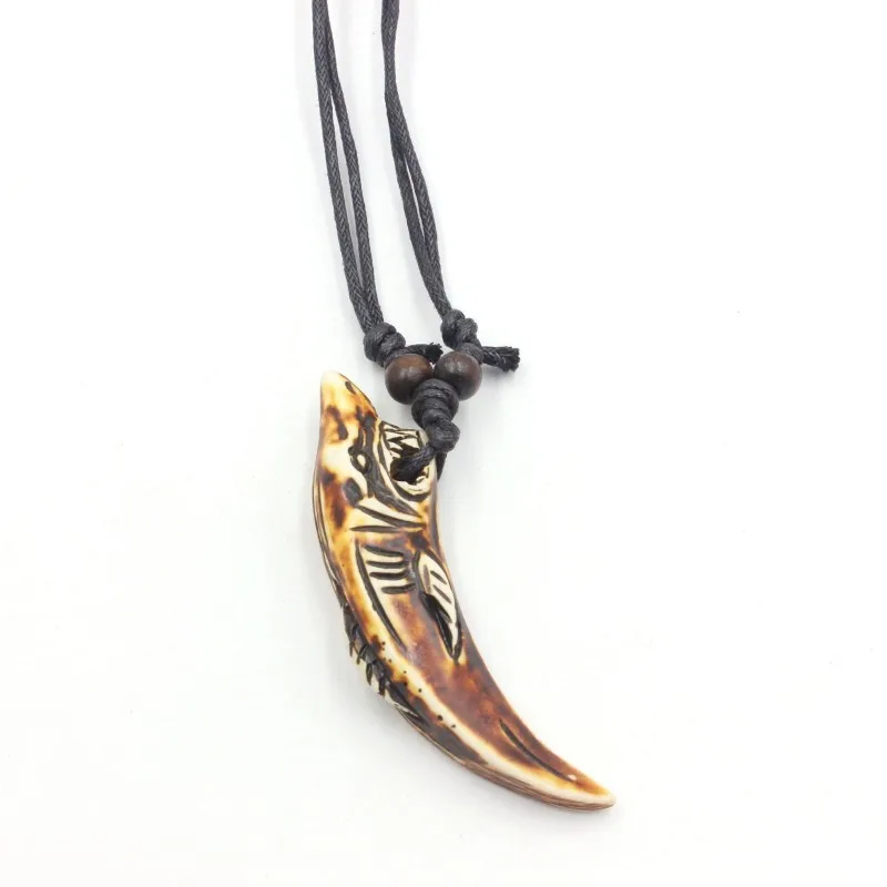 Unique Shark Tooth Pendant Necklace - A Stylish Accessory for Men Women -  Simulation Yak Bone Jewelry