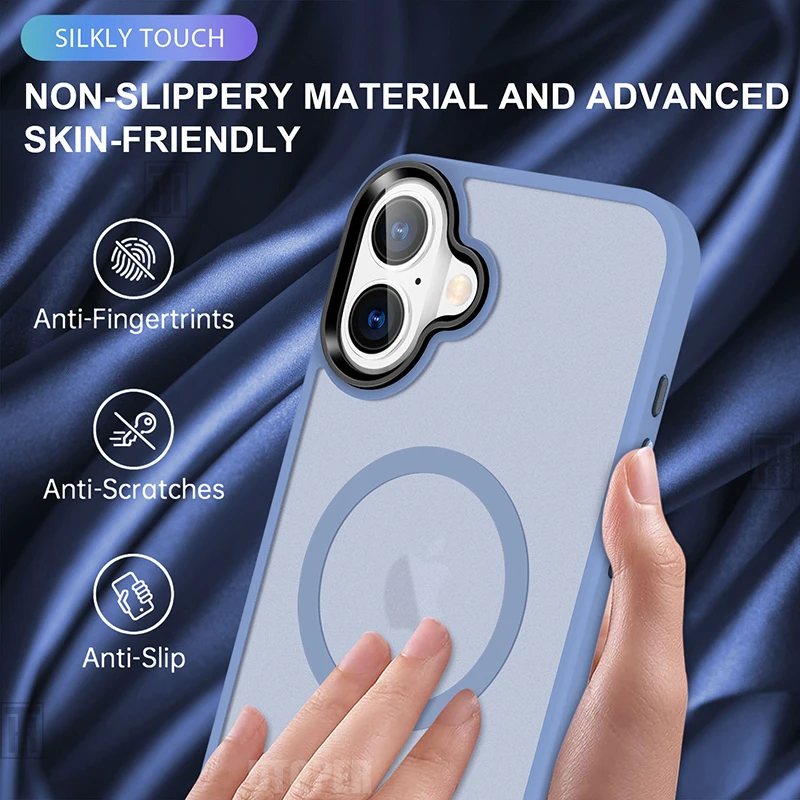جراب هاتف فاخر شفاف يعمل باللمس الناعم ، صقيع ، Magsafe ، مغناطيسي ، غطاء حماية صلب ، آيفون 16 بلس ، 15 ، 14 ، 13 ، 12 ، 11 برو ، جديد