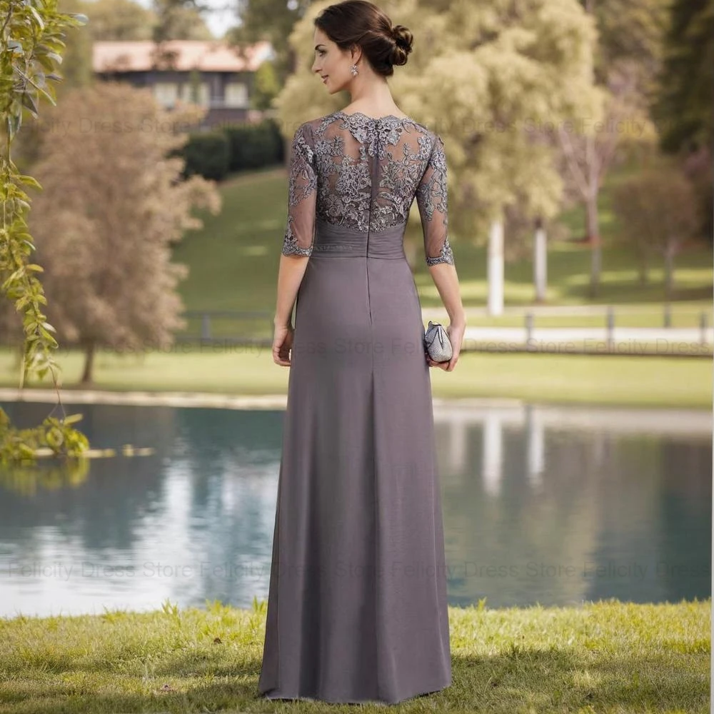 FELICITY Customized Elegant Mother of the Bride Dress 2025 A-line Scoop Applique Pleated Sequins Long Wedding Guest Party Dress