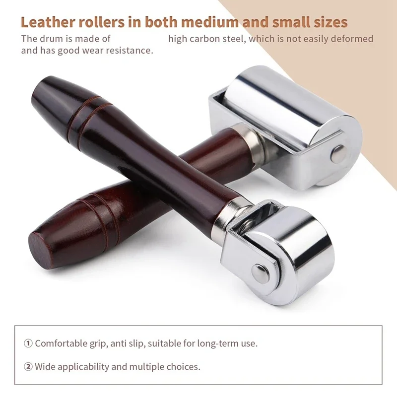 26/60mm Professional Press Edge Leather Roller Glue Laminating Tool Handmade Leather Craft Creaser and Smoother Steel Iron Roll