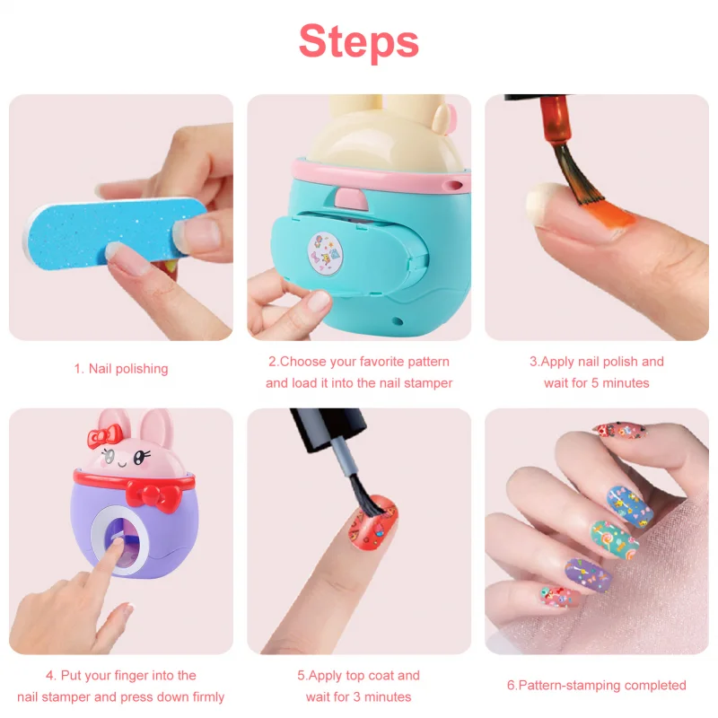 17 teile/satz DIY Nagel drucker Maniküre Make-up Spielzeug Kinder Nail Art Kit so tun, als spielen Spielzeug Set Geschenk für Mädchen Spielzeug Nagel Stempel Set