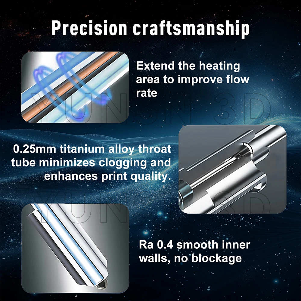 Hotend-Kit-Upgrade für Bambu Lab A1/A1 Mini, Nano-beschichteter gehärteter Stahl, DLC-Golddüse HF 0,4/0,6/0,8 mm, Hot End für A2L H2D H2S – Detail 8