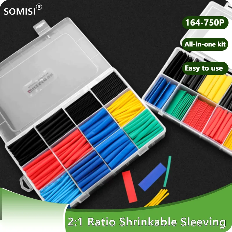 WeluvFit 2:1 Heat Shrink Tubing 164-750P Eventronic Cable Wrapping Electrical Insulation Heat Shrink Wrapping Kit DIY Cable Kit