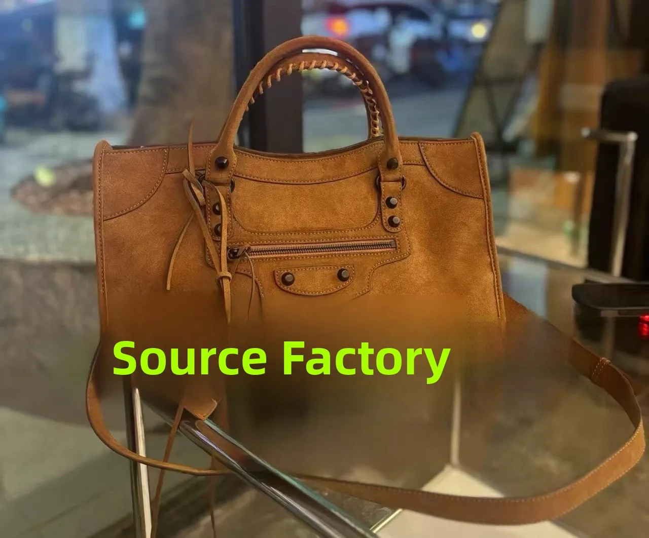 Le City Large Capacity Suede Motorcycle Bag Vintage Matte Leather Grommet Bag Handheld Crossbody Bag for Autumn And Winter