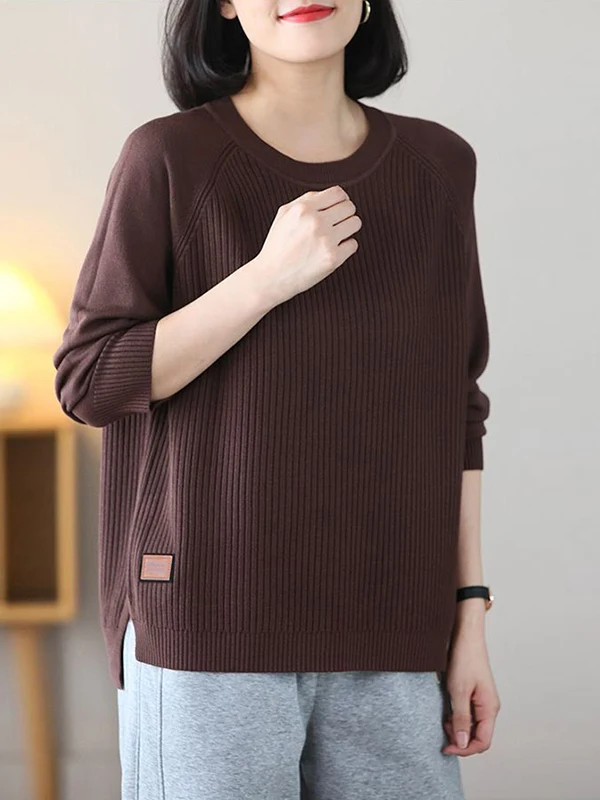 

Loose Fit Women's Knitwear Casual Sle Long Sve round Ne Warmth Guaranteed Comfortable Material Base Layer Top