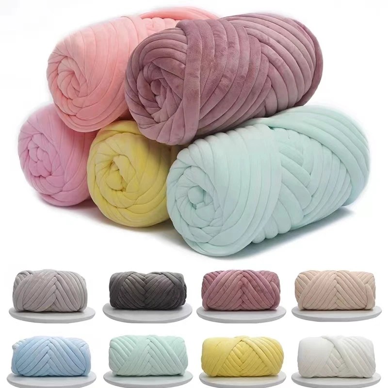 

1kg Velvet Thick Bulky Chunky Yarn Hand Knitting Woven Thread Basket Blanket Carpets Giant Yarn DIY Arm Hand-knit Blanket