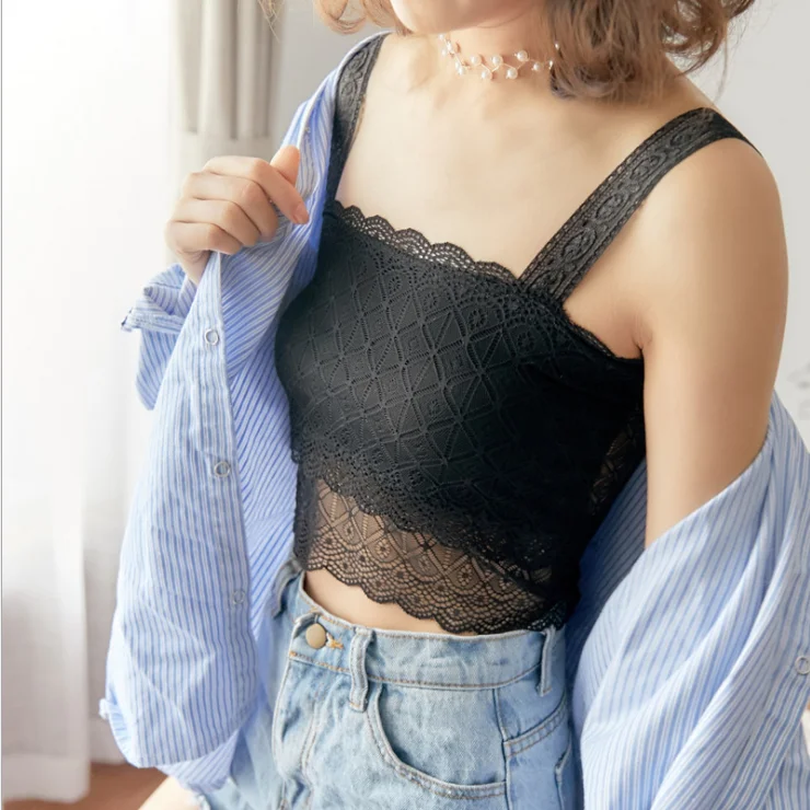 Lace Strap Women's Summer Thin Network Famous Base Shirt Inner Wrap Chest Small Beautiful Back Anti-Light Wrap Chest