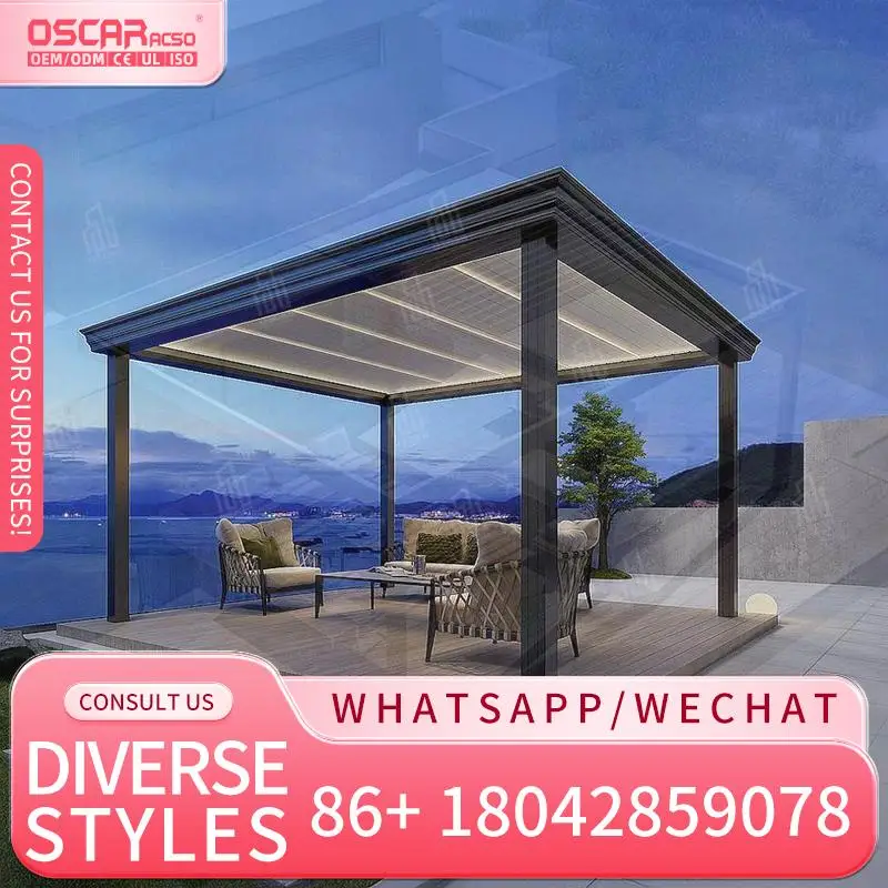 Outdoor Aluminum Waterproof Gazebo 2x4 with Remote Control and LED Lights for Garden Patio Balcony pergola