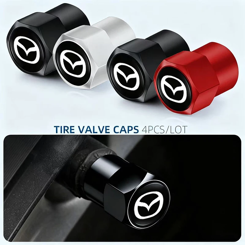 4 Peças Tampas de Válvula de Pneu 3D de Metal para Carro Mazda 3 CX5 CX30 MX5 CX3 CX9 CX7 MX3 MX6 CX50 CX60 CX70 CX80 CX90 RX7
