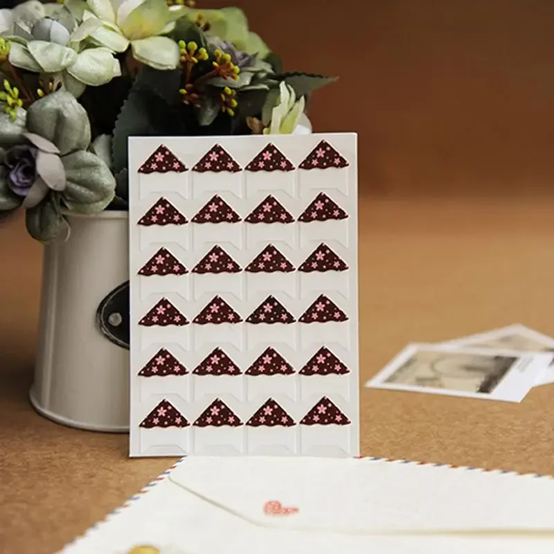 24 Pcs/sheet DIY Floral Print Corner Paper Stickers for Photo Albums Handwork Frame Decoration