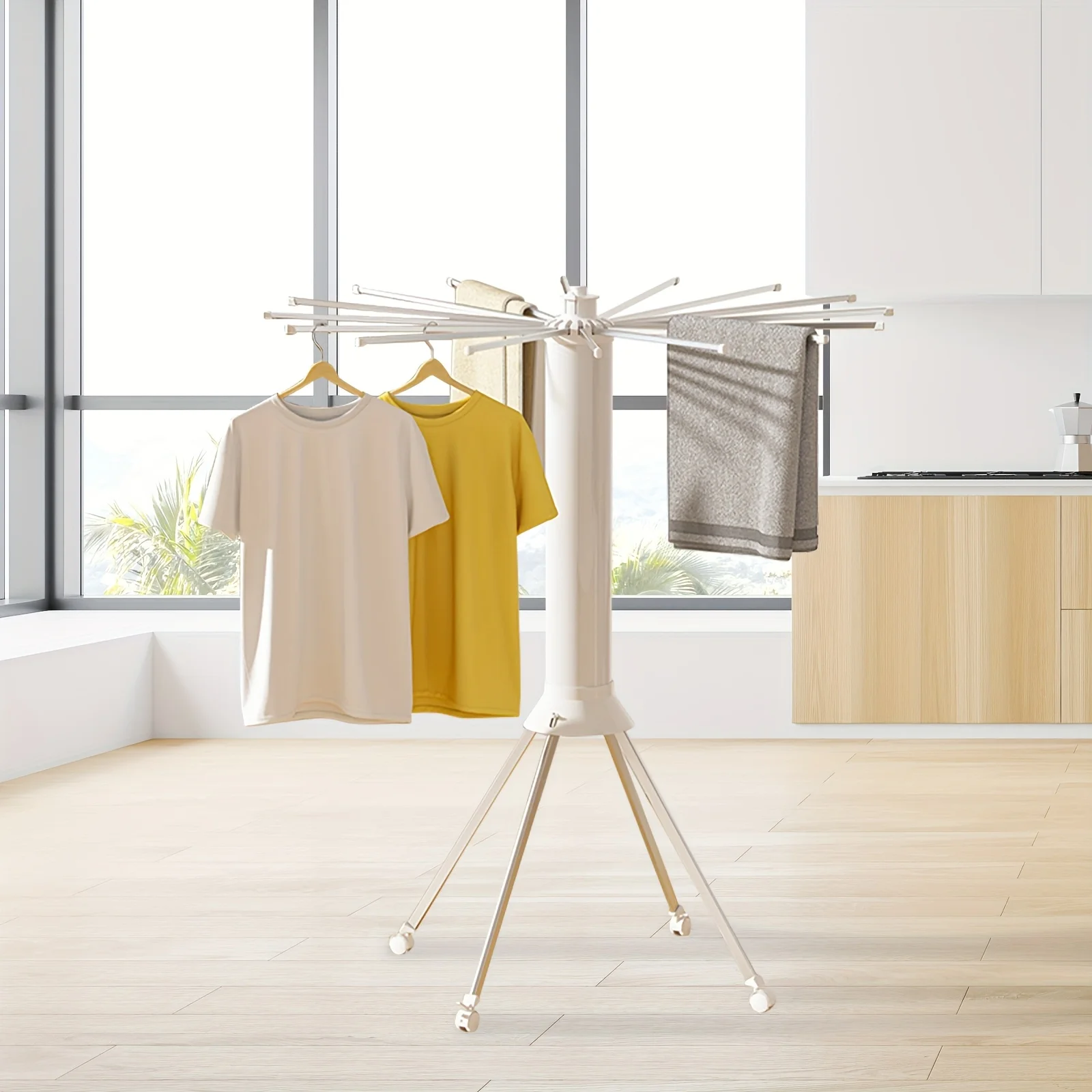 

Octopus Rotating 360° Clothes Dryer with Wheels | Foldable & Space-Saving Laundry Rack | Adjustable Arms for Shirts, Socks