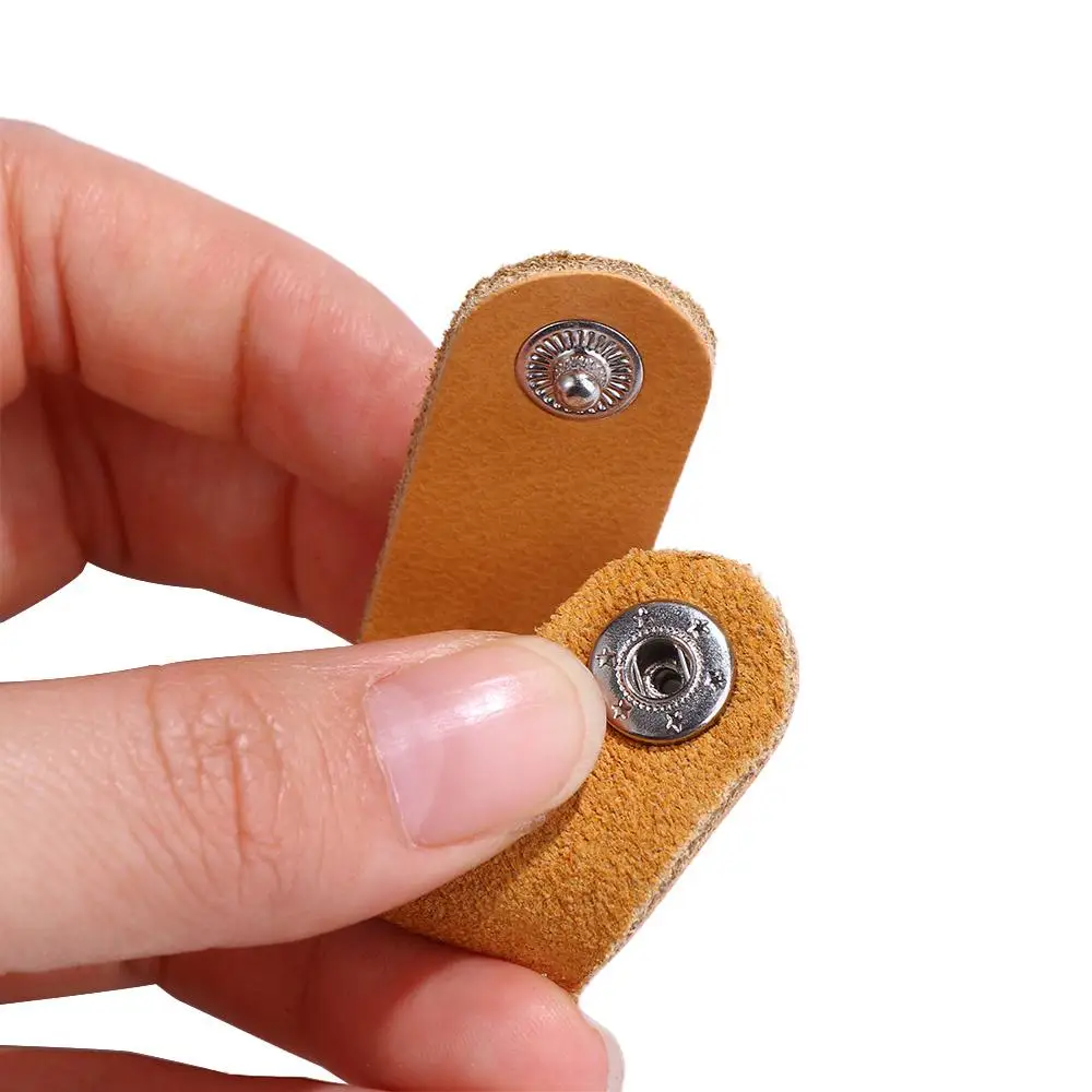 Enrouleur de câble USB en cuir de vachette, support d'écouteurs, sangles de rangement bien rangées