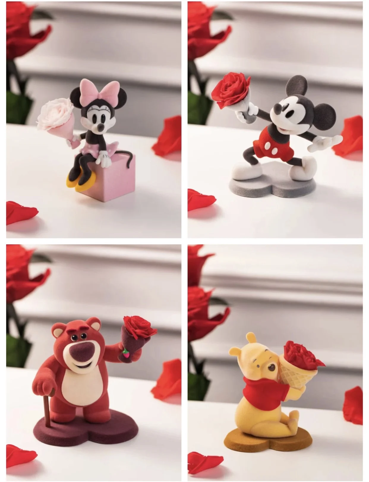 Disney Blind Box Kawaii Eternal Flower Mysterious Surprise Figure Stitch Pooh Mickey Minnie Mouse Model Valentine\'S Day Kid