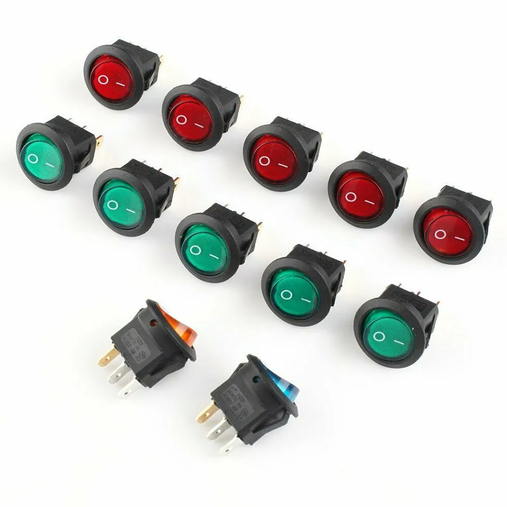 Bundle of 20 12V ON/OFF Rocker for toggle Switch SPST LED Illuminated Round Shape for Vehicle Marine Van Electrical Use