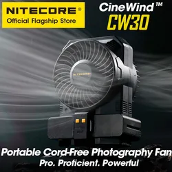 NITECORE-miniventilador de fotografía CW30 CineWind, soplador portátil sin cable para escenario, Vídeo corto, boda, estudio de película, batería