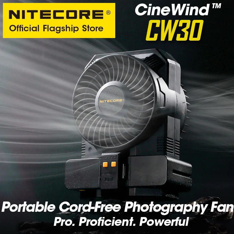 nitecore cinewind mini ventilador de fotografia protable sem cabo ventilador para palco video curto casamento estudio de filme bateria cw30 01