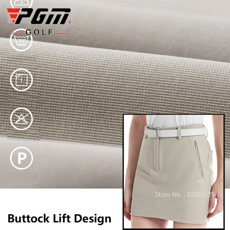 Pgm Golf Clothing Women\'s Short Skirt Breathable Quick Drying Sports Pencil Skirt Casual Zipper Pocket Skorts with Inner Shorts