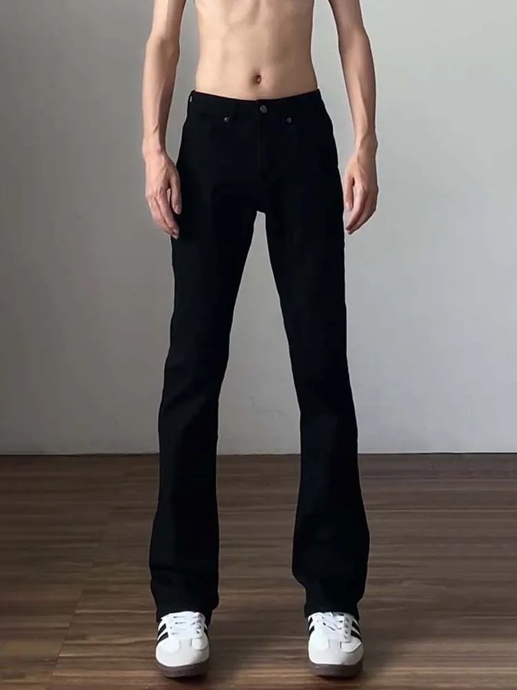 

Черные мужские джинсы с высокой эластичностью и флисовой подкладкой, зимние, в американском уличном стиле, прямые, с легким клешем