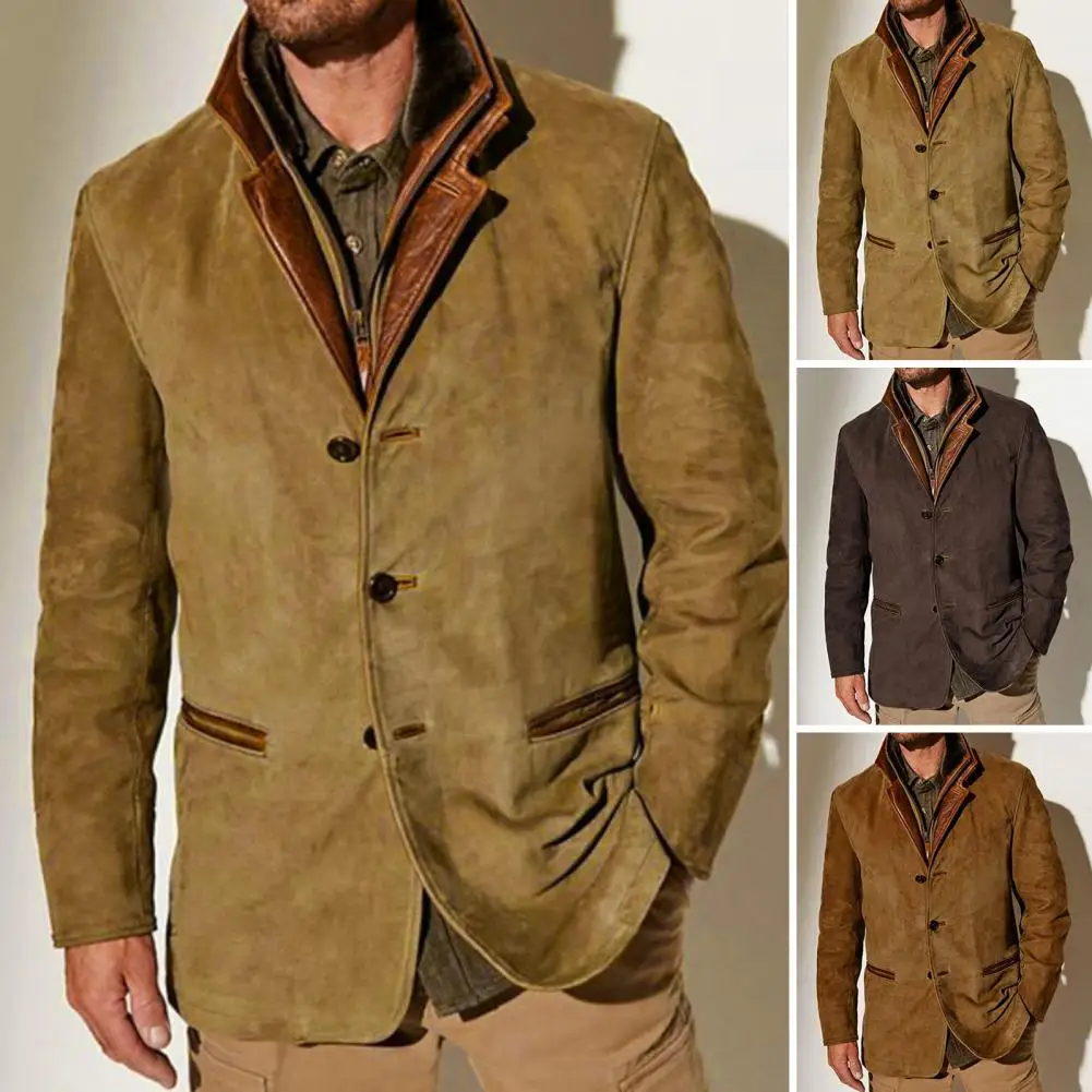 Veste Cargo Vintage à Col Rabattu pour Homme, Manteau Décontracté, Boutonné, Coupe-vent Épais, Angleterre, Automne Hiver