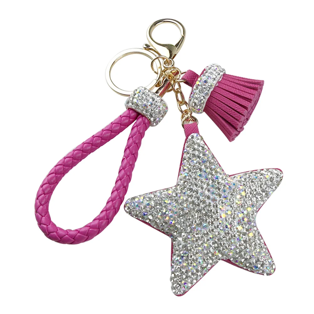 Pendant Bag Decoration Rhinestone Keychains Car Rhinestones Rings Ornaments Pentagram Creative Holder