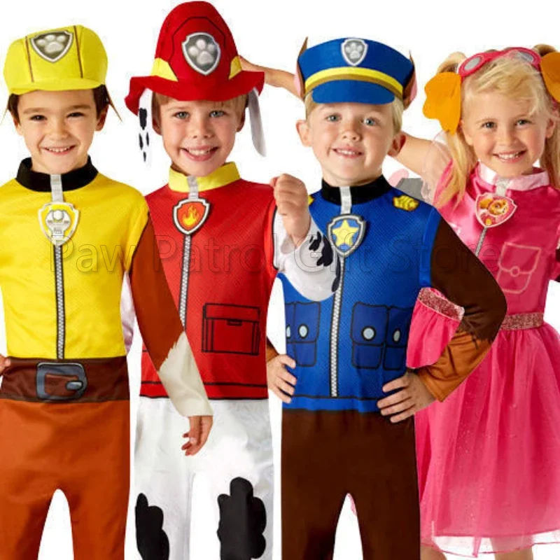 Anime Paw Patrol Kids Costume Chase Marshall Rocky Zuma Skye Rubble Halloween Cosplay Clothing Children\'s Day Performance Outfit