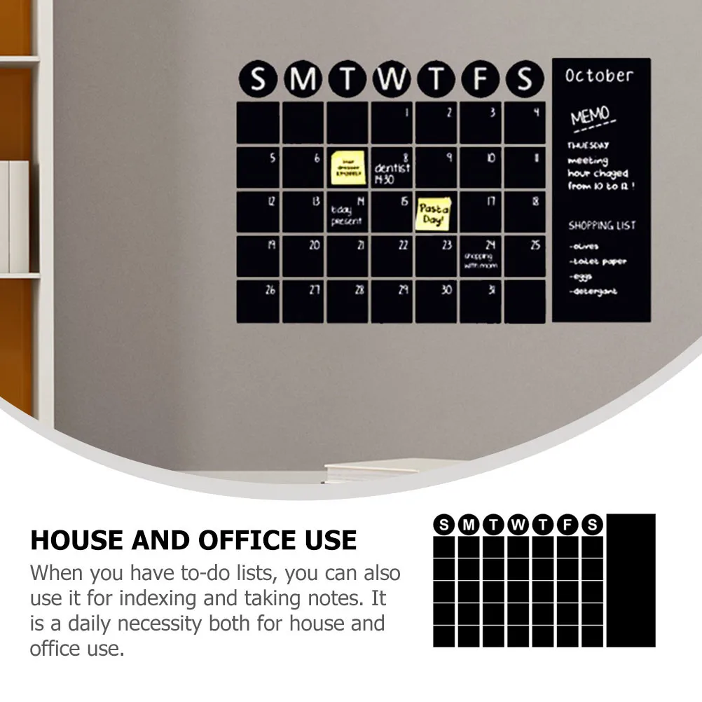 1 Sheet Removable PVC Blackboard Wall Sticker Practical Writable Removable Plan Sticker for Home Office Wall Planner