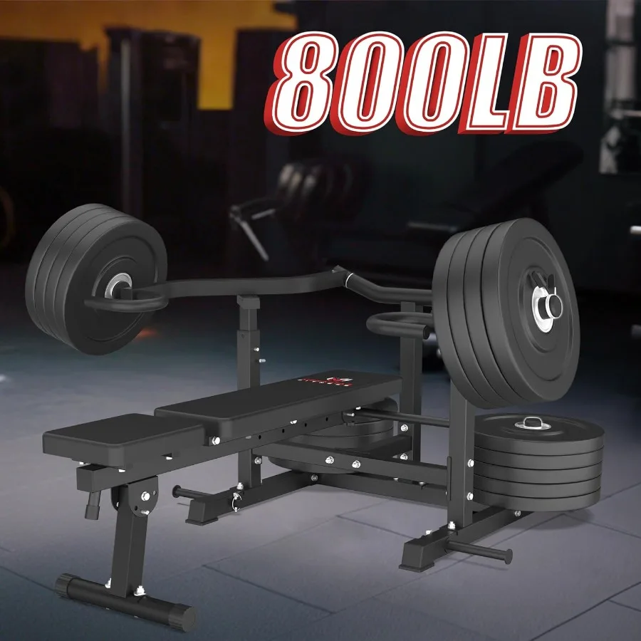 آلة ضغط الصدر للمنزل وصالة الألعاب الرياضية ومسند ظهر قابل للتعديل وأوتاد مزدوجة النطاق لضغط مقاعد البدلاء المسطحة والميل وحركة الذراع المتقاربة