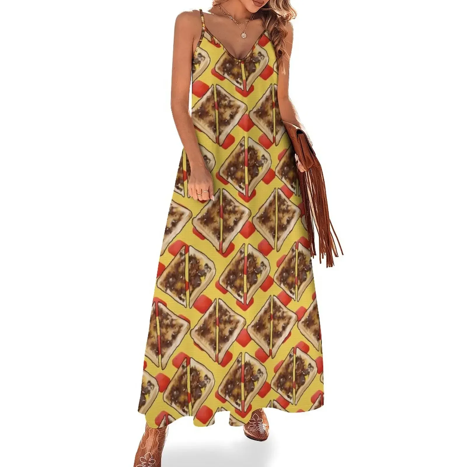 

Vegemite on Toast Dreams, Aussie Red and Gold Sleeveless Dress african dresses for woman women clothes Dress