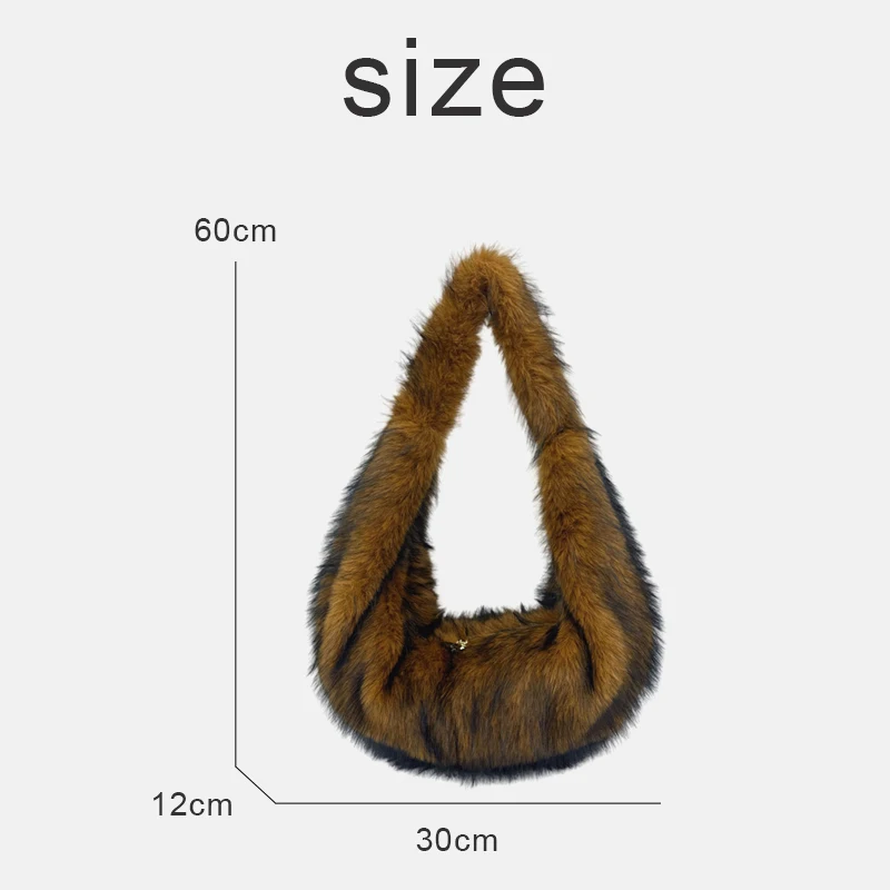Fashion Faux Fur Hobos Bags For Women Luxury Designer Handbag Purses 2025 New In Imitation Rex Rabbit Fur Soft Underarm Shoulder