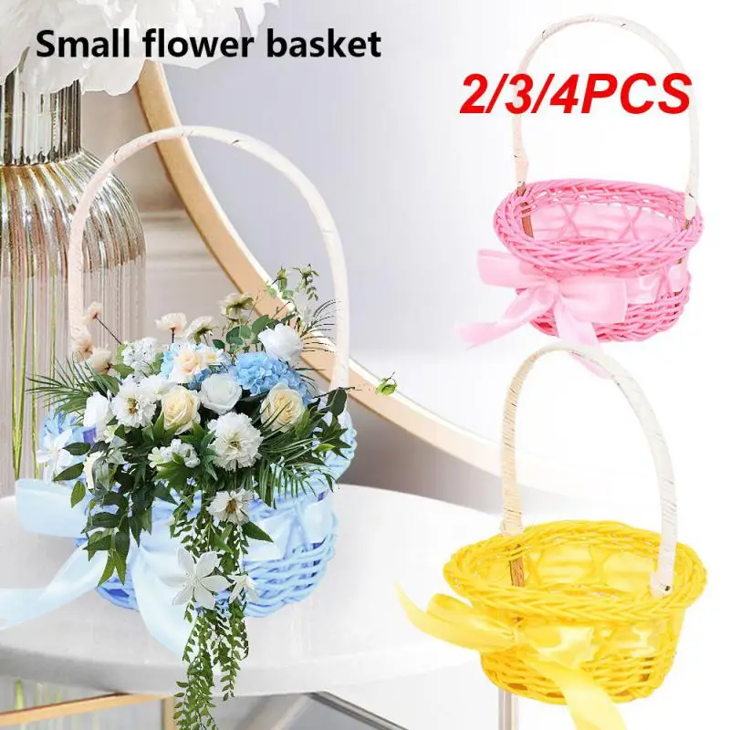 2/3/4PCS Picnic Basket Environmentally Friendly Adopt High-quality Plastic Rattan Material Handwork Holiday Decoration Portable