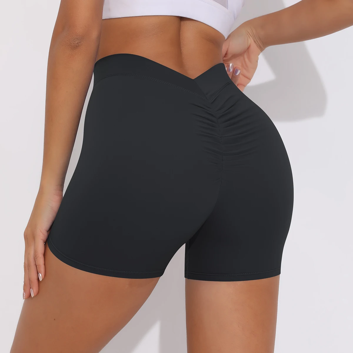 Women\'s Sexy Stretch Yoga Shorts With Hip Lifting And Abdominal Tightening Tight Fitness Wearing Running Pants Externally