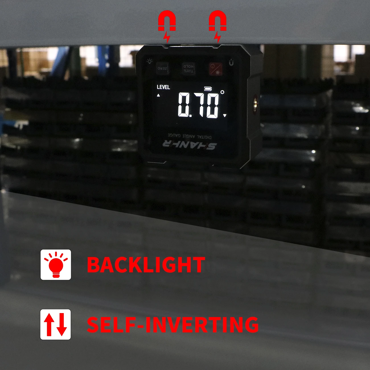 Shanhr transferidor eletrônico medidor de ângulo digital magnético de 4 lados com inclinômetro laser localizador de ângulo para medida de serra de esquadria