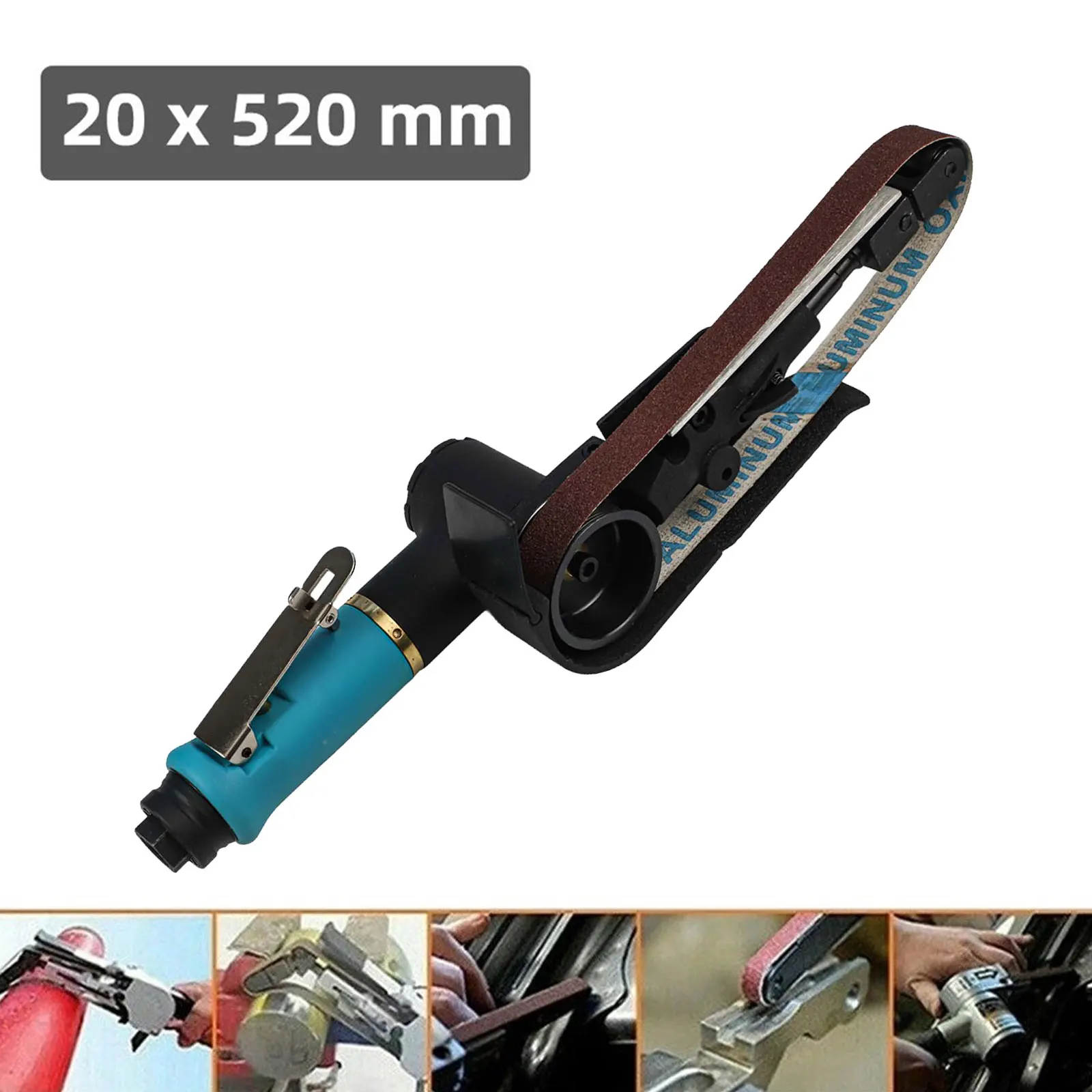 

Pneumatic Polishing Air Belt Sander 16000rmp 20*520mm For Grinding Machine Parts Rotatable Handle Steel Welding