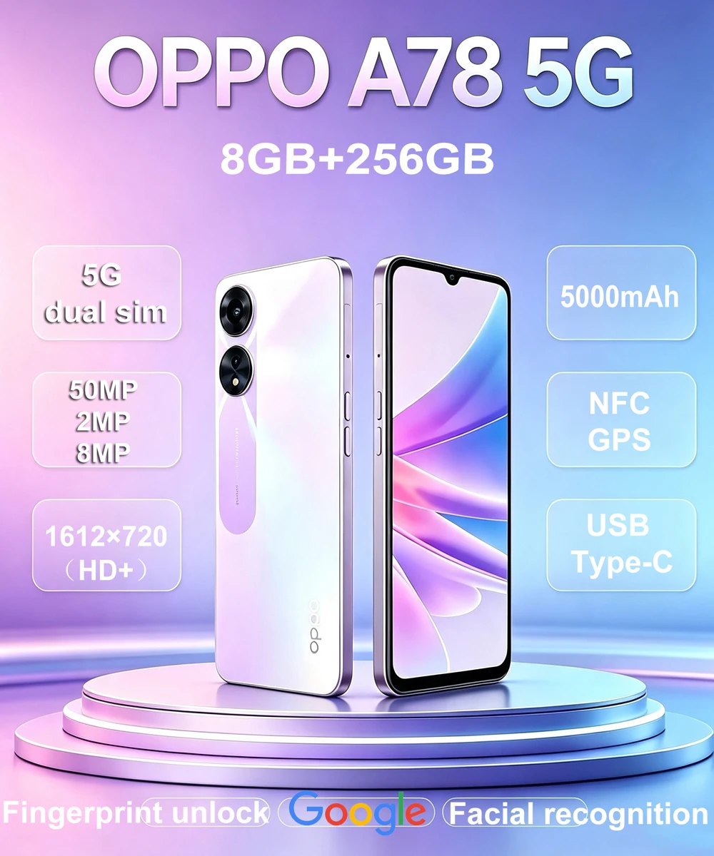 OPPO A78 5G dual-sim smartphone 6.56-inch LCD water drop screen 1612×720 (HD+) resolution 7nm octa-core chip processor 8GB+256GB