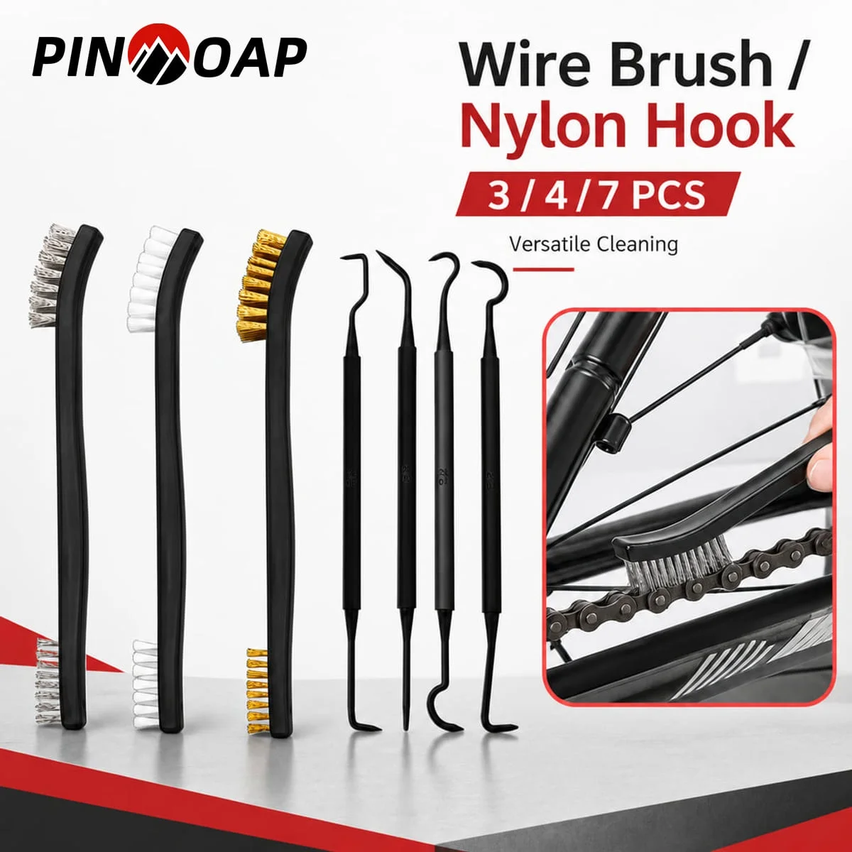 PINMOAP Detail Cleaning Brush Pick Set Double Head Slim Handle For Dust Crumbs And Stubborn Dirt In Narrow Gaps