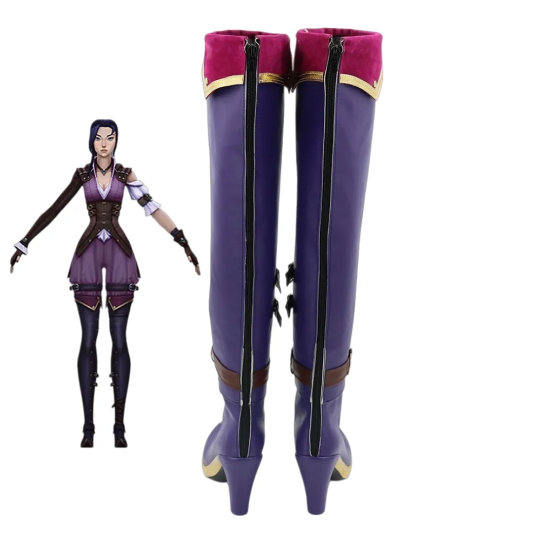 Arcane Caitlyn Cosplay Schoenen Spel Caitlyn Cosplay Laarzen Vrouwen Schoenen Hoge Laarzen Hakken Halloween