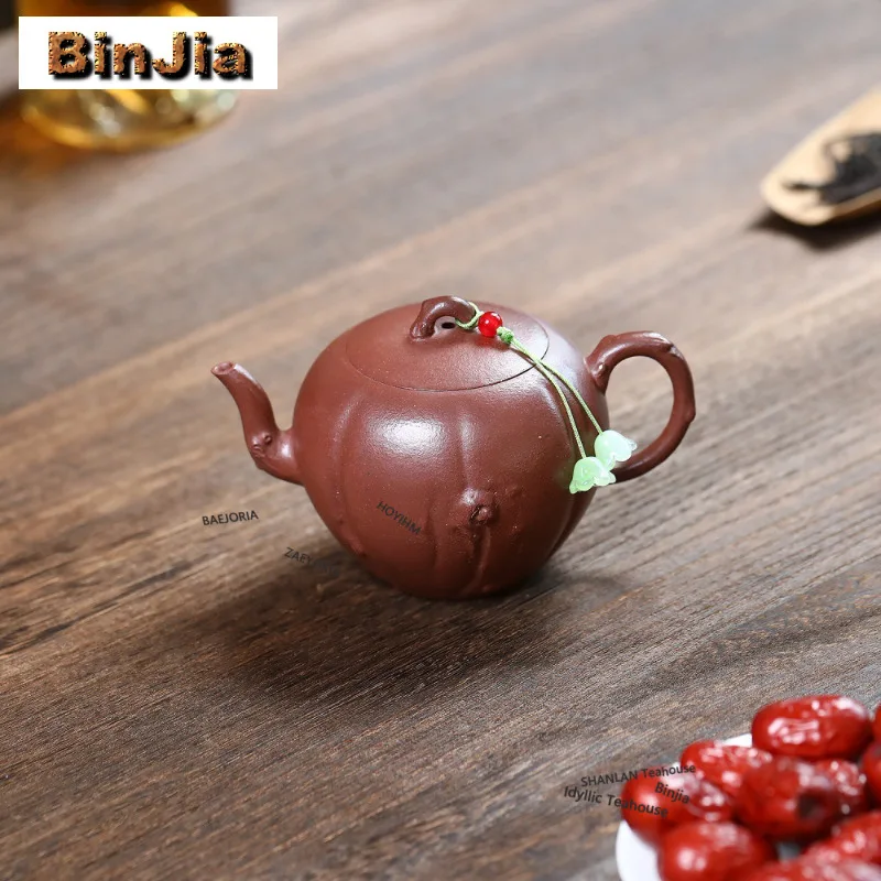 200ml Elegant Yixing Purple Clay Teapots Handmade Beauty Shoulder Pot Raw Ore Purple Mud Kettle Zisha Tea Set Teaware Decoration