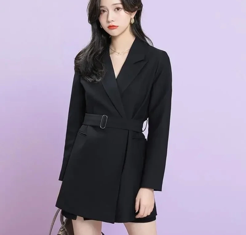 Schicker Vintage-Gürtel im koreanischen Stil für Damen, lässig, I-Anzug, Jacke, langer Mantel