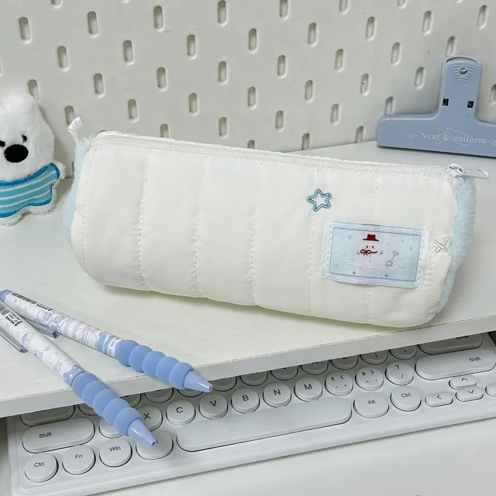 

Portable Snowman Pencil Case Cylinder Large Capacity Stationery Pouch Soft Touch Stationery Organizer Gift