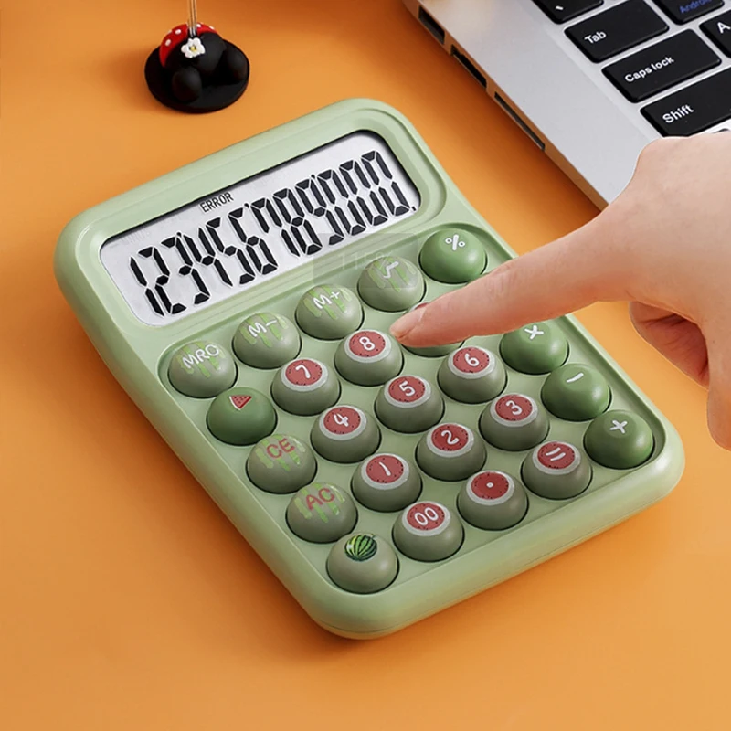 12 자리 대형 Lcd 디스플레이가있는 1Pcs 컬러 계산기, 대형 원형 버튼 장착, 캔디 컬러 내마모성 계산