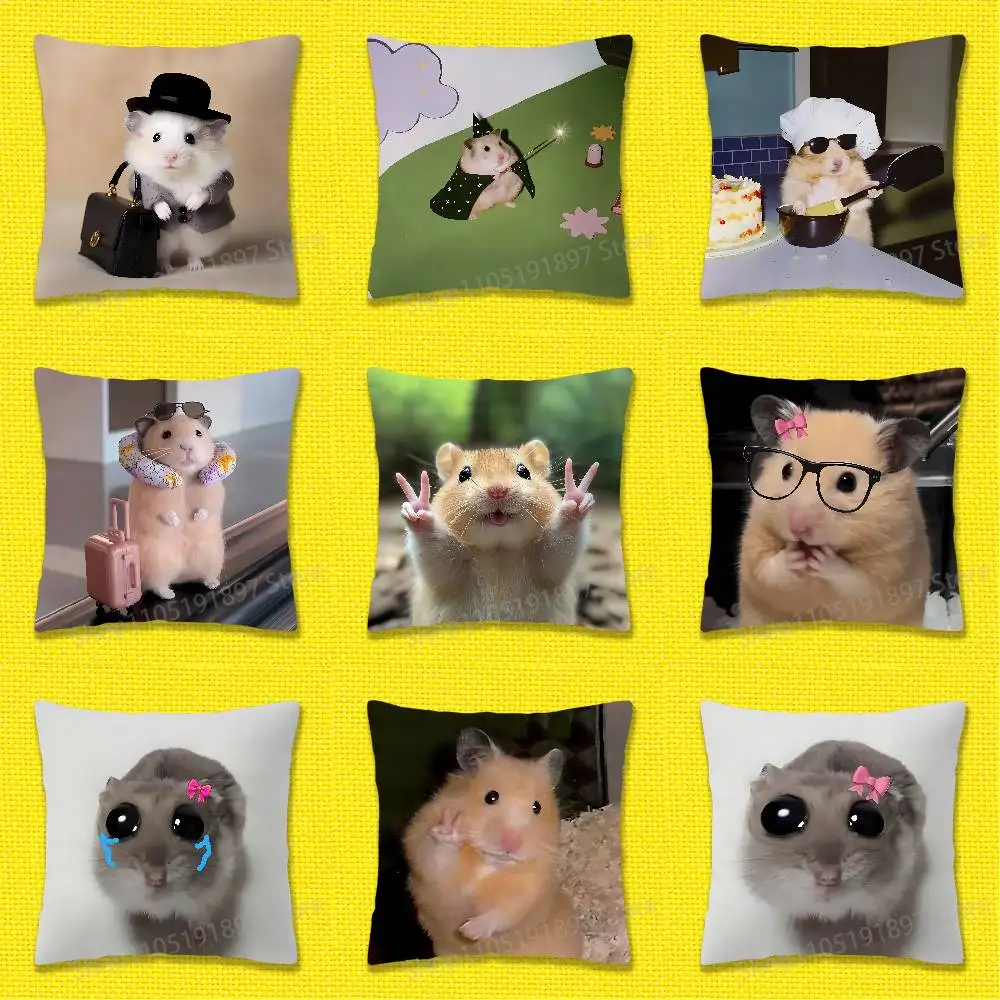 

Funny Sad Hamster Meme Throw Pillow Case For 50cm 40cm 55cm 45cm 30cm Square Bedroom Pillowcase Cover