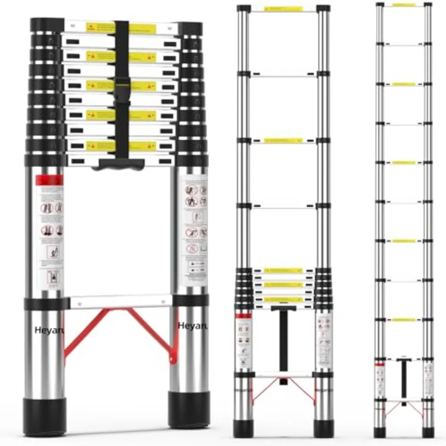 Telescoping Ladder for Home 10.5 FT Extension Foldable Collapsible Compact Aluminum Ladder for RV Outdoor Work 330 lbs Max Capa
