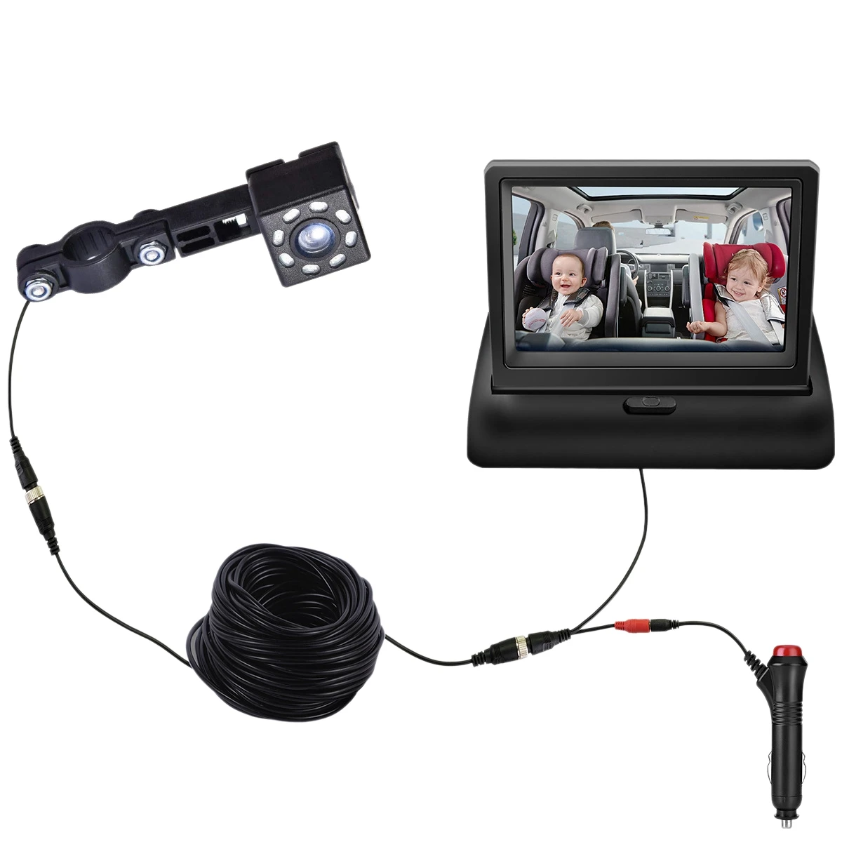 

Baby Car Mirror Facing Baby Monitor 360 Adjustable Baby Rear Display Camera with Night Vision