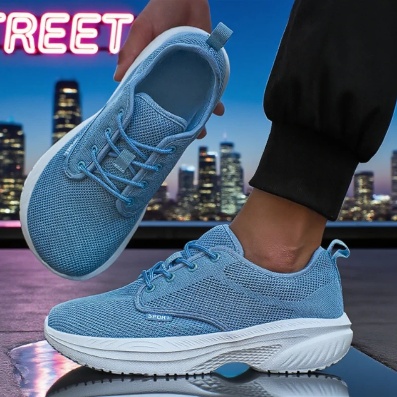 Men's Platform Sneaker Tennis Femimino Slip on Breathable Sports Shoes Mesh Soft Barefoot Walking Shoes Zapatillas De Deporte