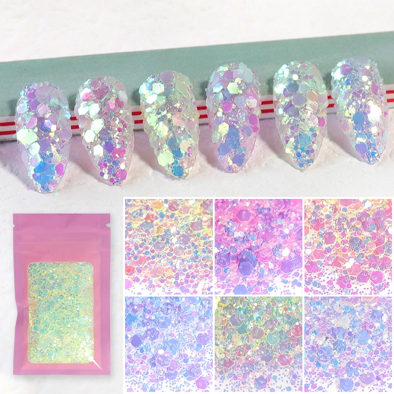 Color Change Nail Art Glitter Sunlight UV Sensitive Sequins Kawaii Color Flakes Decoration Chrome Pigment Manicure Accessories