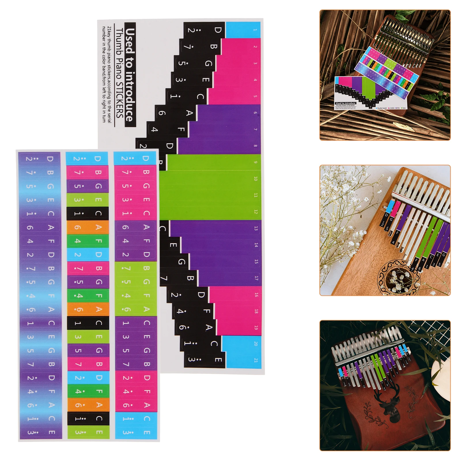 

Musical Note Stickers Kalimba Keyboard Thumbs Piano Decals Introductory Beginner