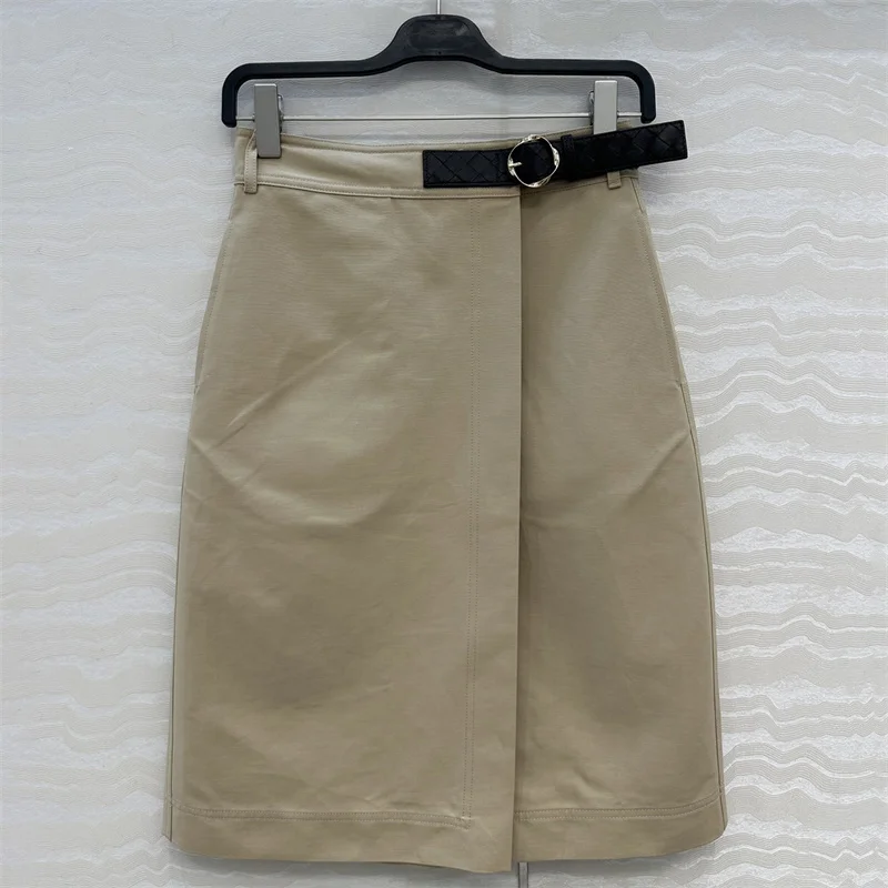 

Women's skirt New high waisted slim fit long skirt for autumn 2025 Asymmetric belt decoration women's half skirt A-line skirt